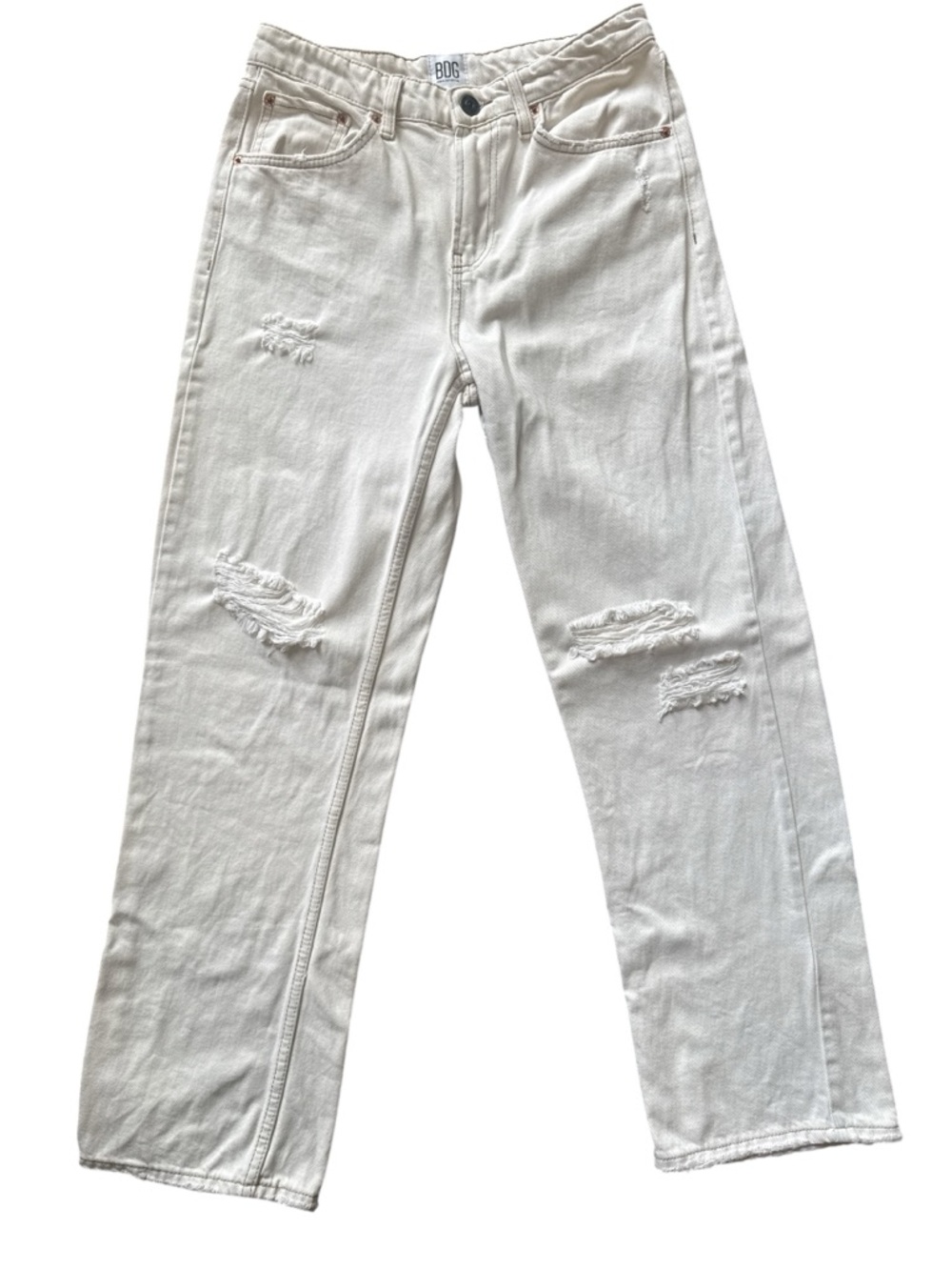 BDG Urban Outfitters Off-White 5 Pkt Distressed Straight Jeans Denim W28 L32